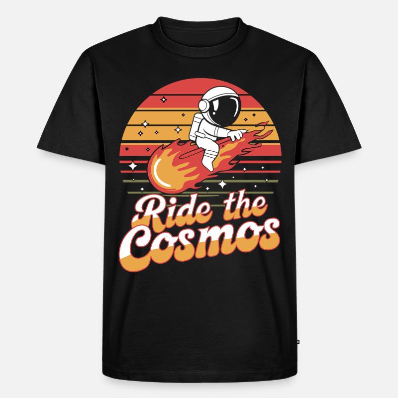 Astronaut reitet durch den Kosmos - Männer Premium Bio T-Shirt - Schwarz