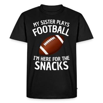 Dicton de sœur de football américain - T-shirt Premium bio Homme - noir - Devant - Nico (187cm)