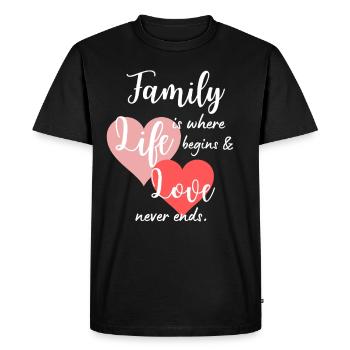 Famille Dicton Love Life Design - T-shirt Premium bio Homme - noir - Devant - Nico (187cm)