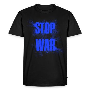 STOP À LA GUERRE – PAS DE GUERRE – PAIX - T-shirt Premium bio Homme - noir - Devant - Nico (187cm)