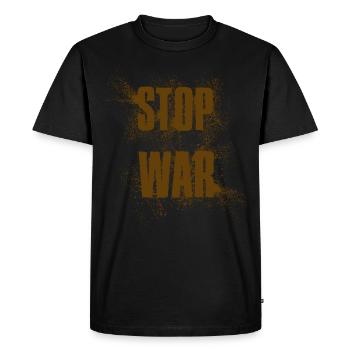 STOP À LA GUERRE – PAS DE GUERRE – PAIX - T-shirt Premium bio Homme - noir - Devant - Nico (187cm)
