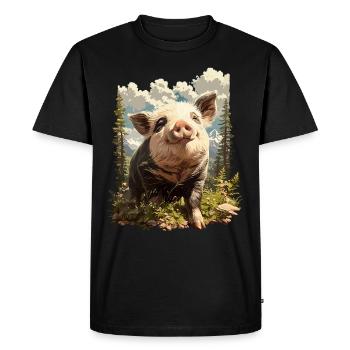 Cochon Cochon - T-shirt Premium bio Homme - noir - Devant - Nico (187cm)