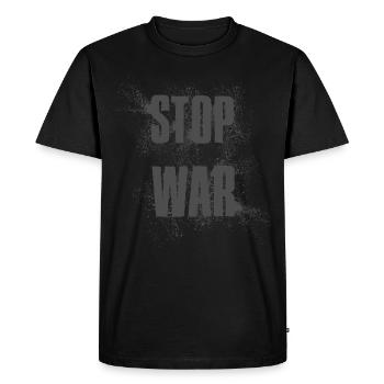 STOP À LA GUERRE – PAS DE GUERRE – PAIX - T-shirt Premium bio Homme - noir - Devant - Nico (187cm)