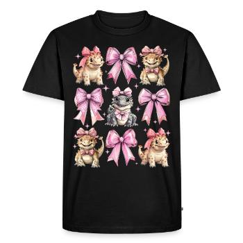 Coquette Arc Ankylosaure Dinosaure Fille - T-shirt Premium bio Homme - noir - Devant - Nico (187cm)