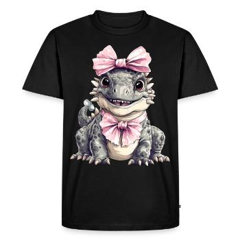 Coquette Arc Ankylosaure Dinosaure Fille - T-shirt Premium bio Homme - noir - Devant - Nico (187cm)