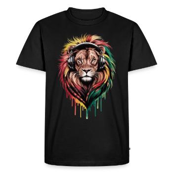 Chemise de musique Rasta Lion - T-shirt Premium bio Homme - noir - Devant - Nico (187cm)