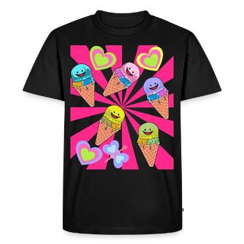 Summer Cream Waffle Retro Vintage 80s 90s - Men's Premium Organic T-Shirt - black - Front - Nico (187cm)