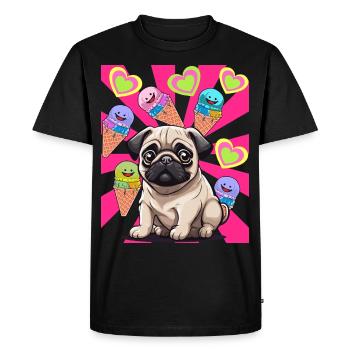 Dog Dog Pug Kids Child Cream Cream - Men's Premium Organic T-Shirt - black - Front - Nico (187cm)