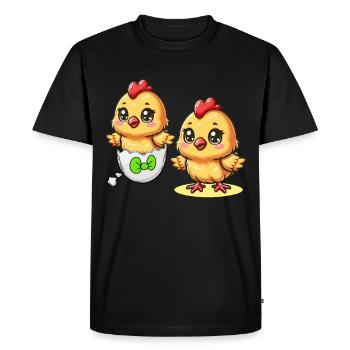 poussin oeuf de Pâques oeufs de Pâques oeufs de poule Enfant de Pâques - T-shirt Premium bio Homme - noir - Devant - Nico (187cm)