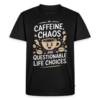 Funny Coffee Saying Caffeine Humor - Men's Premium Organic T-Shirt - black - Front - Nico (187cm)