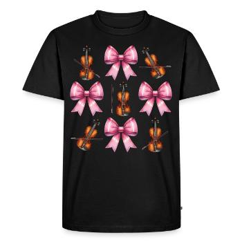 Coquette Bow Violon Fille Violoniste Maman Mamans - T-shirt Premium bio Homme - noir - Devant - Nico (187cm)