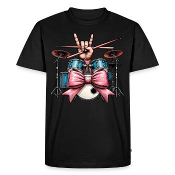 Coquette Bow Drum Girl Drummer Maman Fête des mères - T-shirt Premium bio Homme - noir - Devant - Nico (187cm)
