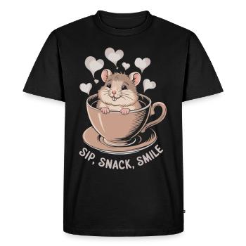Coffee break with mouse - Men's Premium Organic T-Shirt - black - Front - Nico (187cm)