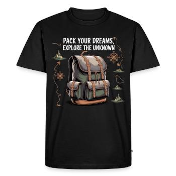 Travel - Discover the unknown in style - Men's Premium Organic T-Shirt - black - Front - Nico (187cm)