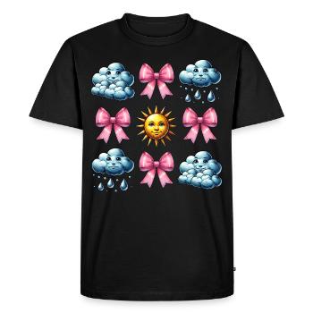 Coquette Arc Météorologie Soleil Nuages - T-shirt Premium bio Homme - noir - Devant - Nico (187cm)