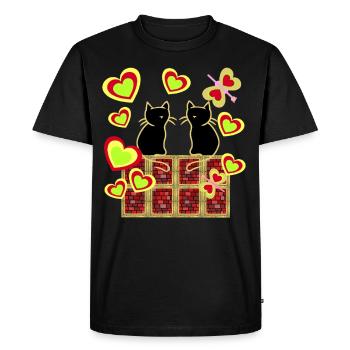 Retro Cats Cat Family Cat Kids - Men's Premium Organic T-Shirt - black - Front - Nico (187cm)