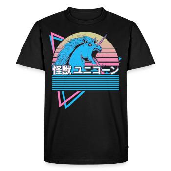 Vaporwave Aesthetics Kaiju Licorne Japonais - T-shirt Premium bio Homme - noir - Devant - Nico (187cm)