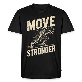Training Shirt Move Stronger - Men's Premium Organic T-Shirt - black - Front - Nico (187cm)
