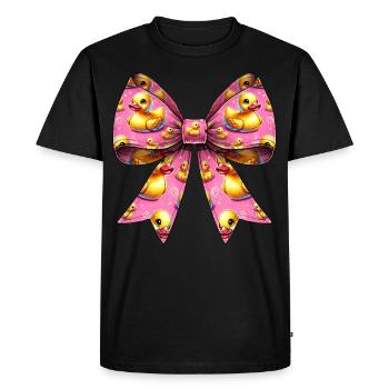 Coquette Bow Rubber Ducky Pattern Mom - Men's Premium Organic T-Shirt - black - Front - Nico (187cm)