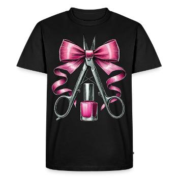 Coquette Bow Nail Tech Esthéticienne - T-shirt Premium bio Homme - noir - Devant - Nico (187cm)