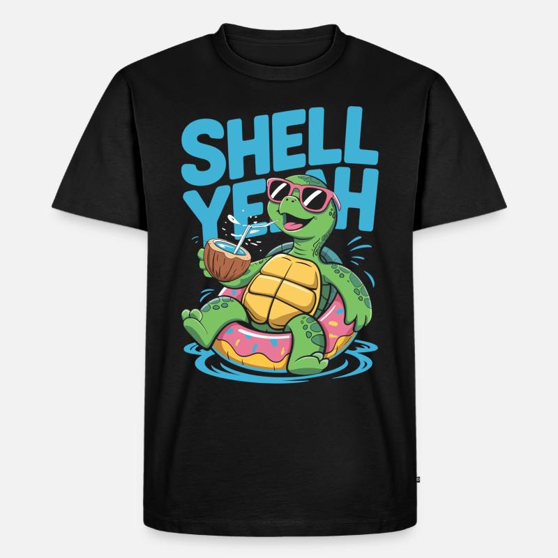 Shell Yeah – Chillige Schildkröte - Männer Premium Bio T-Shirt - Schwarz