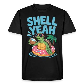 L’été en style – Turtle Time - T-shirt Premium bio Homme - noir - Devant - Nico (187cm)