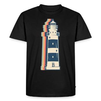 Phare bord de mer Rétro Line Art - T-shirt Premium bio Homme - noir - Devant - Nico (187cm)