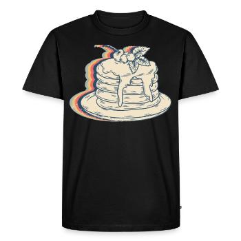 Pancakes Food Retro Line Art - Men's Premium Organic T-Shirt - black - Front - Nico (187cm)