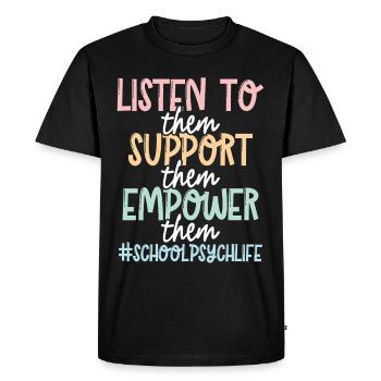 Psychologue scolaire Psychologie scolaire - T-shirt Premium bio Homme - noir - Devant - Nico (187cm)