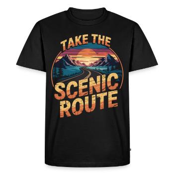 Prenez la route panoramique – Chemise rétro - T-shirt Premium bio Homme - noir - Devant - Nico (187cm)