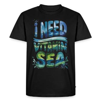 J’ai besoin de vitamine Mer - La mer au lieu du stress - T-shirt Premium bio Homme - noir - Devant - Nico (187cm)