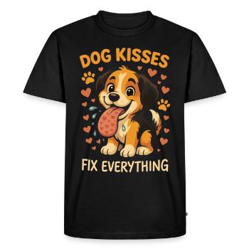 Les baisers de chien rendent tout meilleur - T-shirt Premium bio Homme - noir - Devant - Nico (187cm)