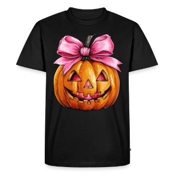Coquette Arc Citrouille Effrayant Halloween Maman - T-shirt Premium bio Homme - noir - Devant - Nico (187cm)