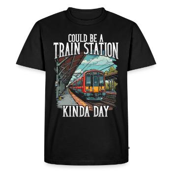 Train Driver Train Driver Train Enthusiast Station - T-shirt Premium bio Homme - noir - Devant - Nico (187cm)