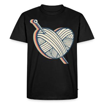 crochet crochet tricot coeur - T-shirt Premium bio Homme - noir - Devant - Nico (187cm)