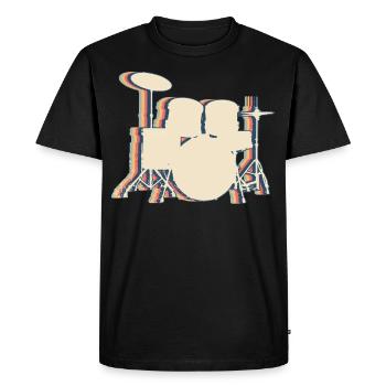 Drum Drummer Retro Line Art - Men's Premium Organic T-Shirt - black - Front - Nico (187cm)