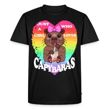Capybara Bubble tea - Men's Premium Organic T-Shirt - black - Front - Nico (187cm)