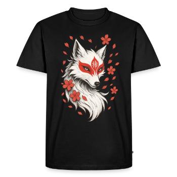 Kitsune Fox, Japanese Anime & Mythology - Men's Premium Organic T-Shirt - black - Front - Nico (187cm)
