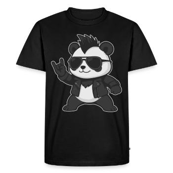 Rock Music, Panda, Panda, Rock Hand, Heavy Metal - Men's Premium Organic T-Shirt - black - Front - Nico (187cm)