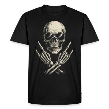 Musique Rock, Crâne, Main De Roche, Heavy Metal - T-shirt Premium bio Homme - noir - Devant - Nico (187cm)