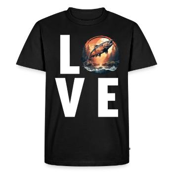 Saumon Saumon - T-shirt Premium bio Homme - noir - Devant - Nico (187cm)