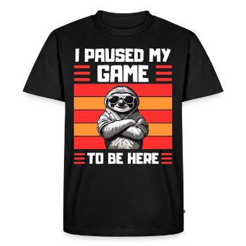 Gamer Sloth Saying Gaming Humor - Men's Premium Organic T-Shirt - black - Front - Nico (187cm)