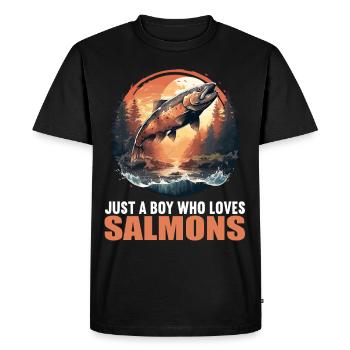 Saumon Saumon - T-shirt Premium bio Homme - noir - Devant - Nico (187cm)