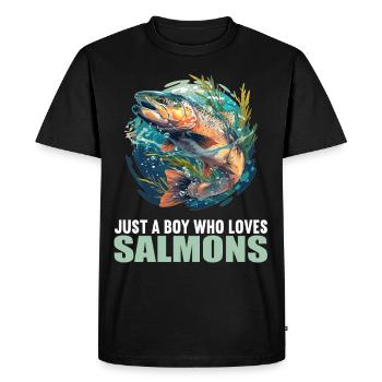 Saumon Saumon - T-shirt Premium bio Homme - noir - Devant - Nico (187cm)