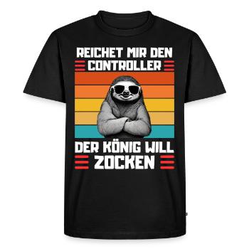 Drôle de dicton de paresseux pour les joueurs - T-shirt Premium bio Homme - noir - Devant - Nico (187cm)