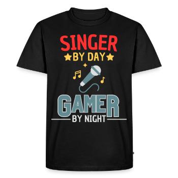 Singer and Gamer Saying Gamer Humor - Men's Premium Organic T-Shirt - black - Front - Nico (187cm)