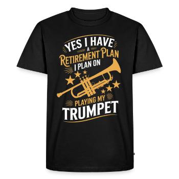 Plan de retraite Trompette Retraite Humour - T-shirt Premium bio Homme - noir - Devant - Nico (187cm)
