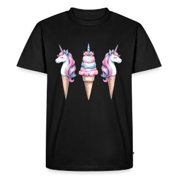 Retro Unicorns Cream Cream Cream Kids Child - Men's Premium Organic T-Shirt - black - Front - Nico (187cm)