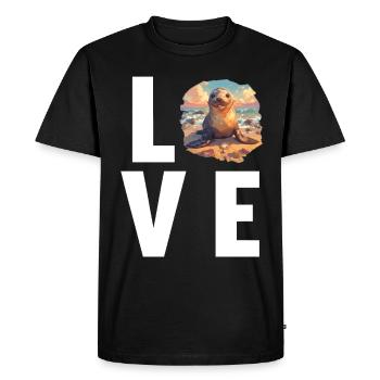 Lions de mer Lion de mer - T-shirt Premium bio Homme - noir - Devant - Nico (187cm)