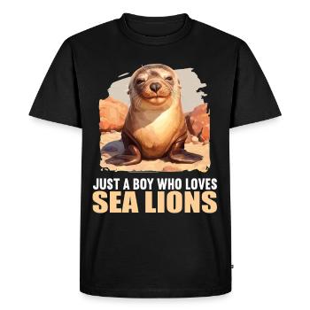Lions de mer Lion de mer - T-shirt Premium bio Homme - noir - Devant - Nico (187cm)